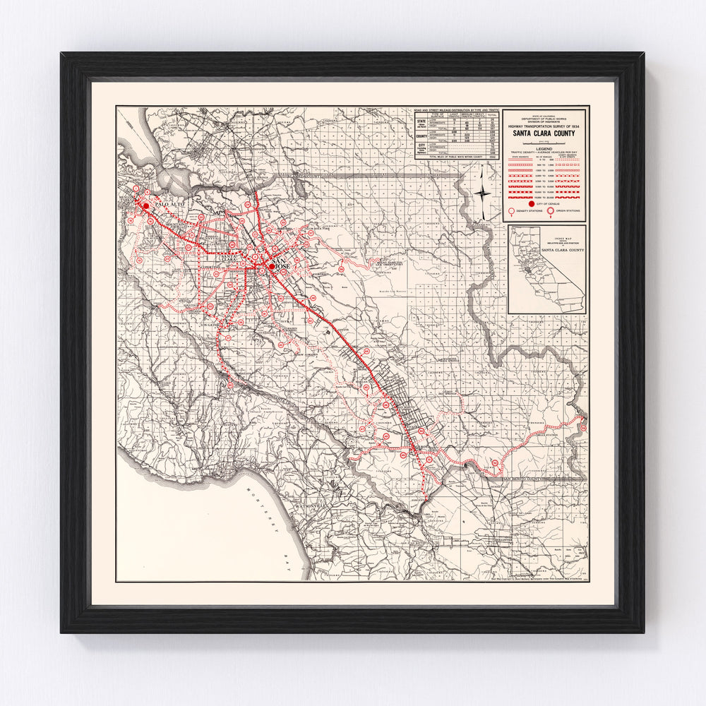 Santa Clara County Vintage Map 1935