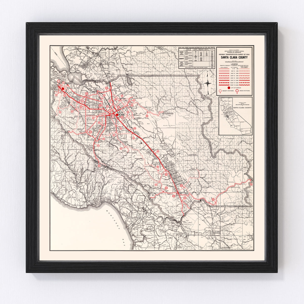 Santa Clara County Vintage Map 1935