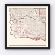 Santa Barbara County Vintage Map 1935