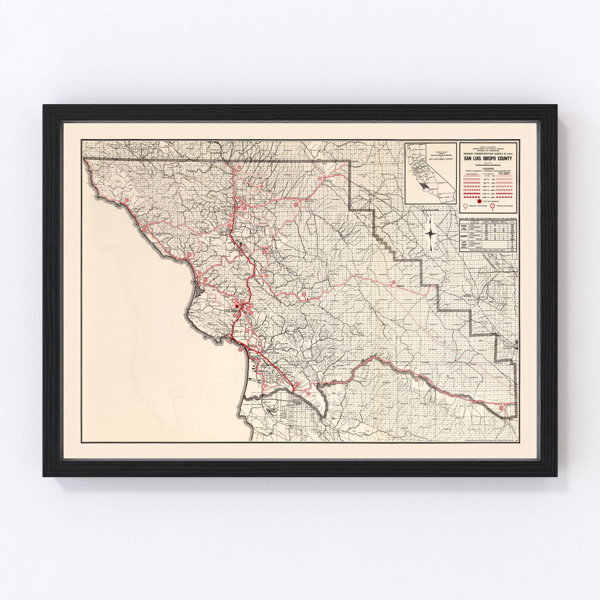 San Luis Obispo Vintage Map 1935