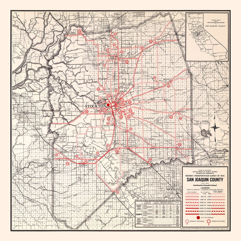 Size comparison using Vintage Map of San Joaquin County, California 1935