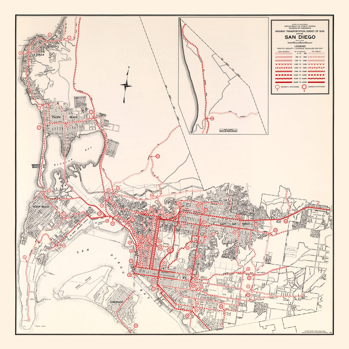 Preview of Vintage Map of San Diego, California 1935