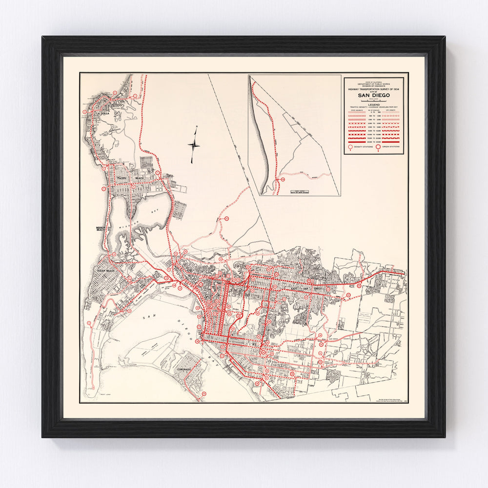 San Diego Vintage Map 1935