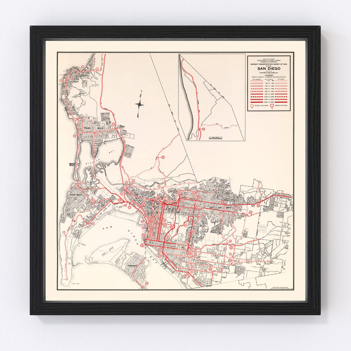 San Diego Vintage Map 1935