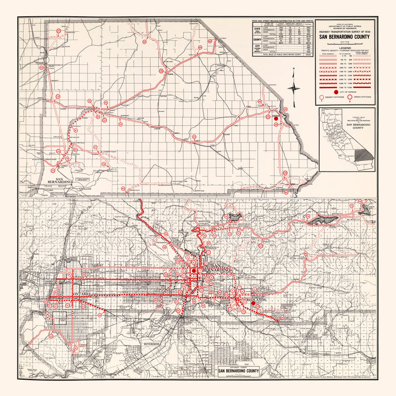 Size comparison using Vintage Map of San Bernadino County, California 1935
