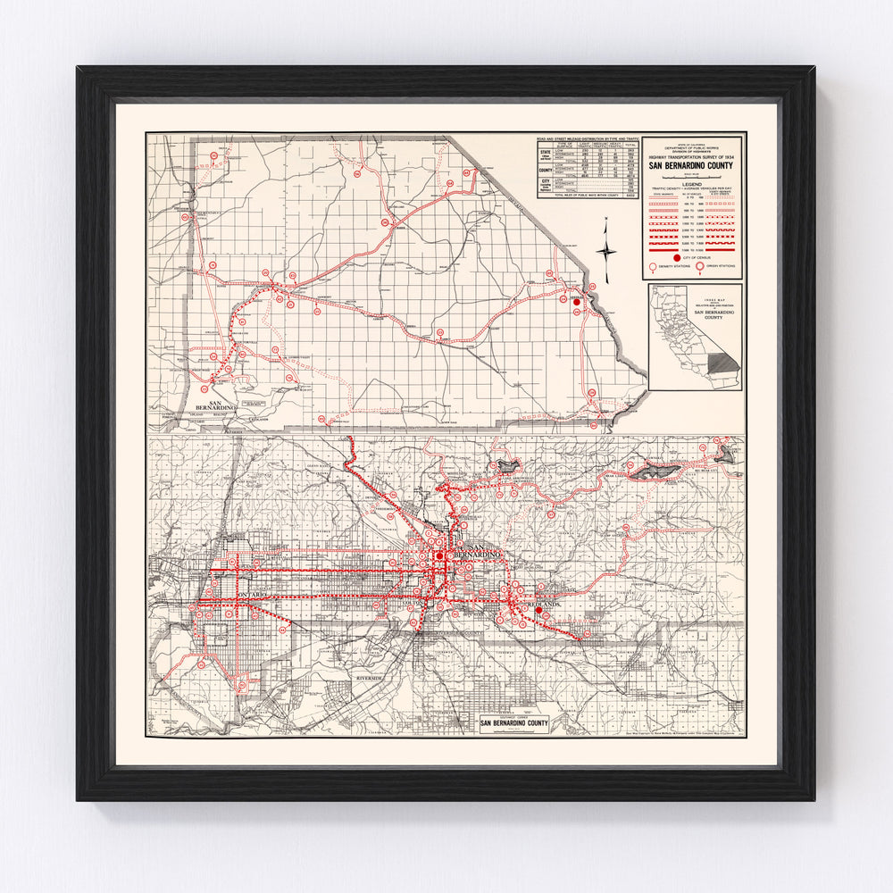 San Bernadino County Vintage Map 1935