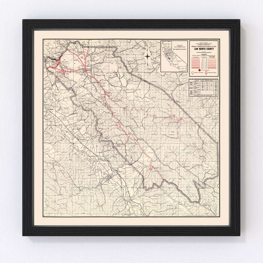 San Benito County Vintage Map 1935
