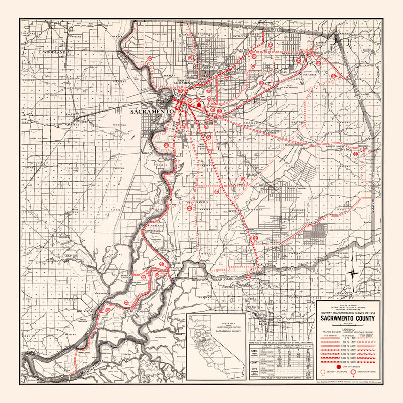 Size comparison using Vintage Map of Sacramento County, California 1935