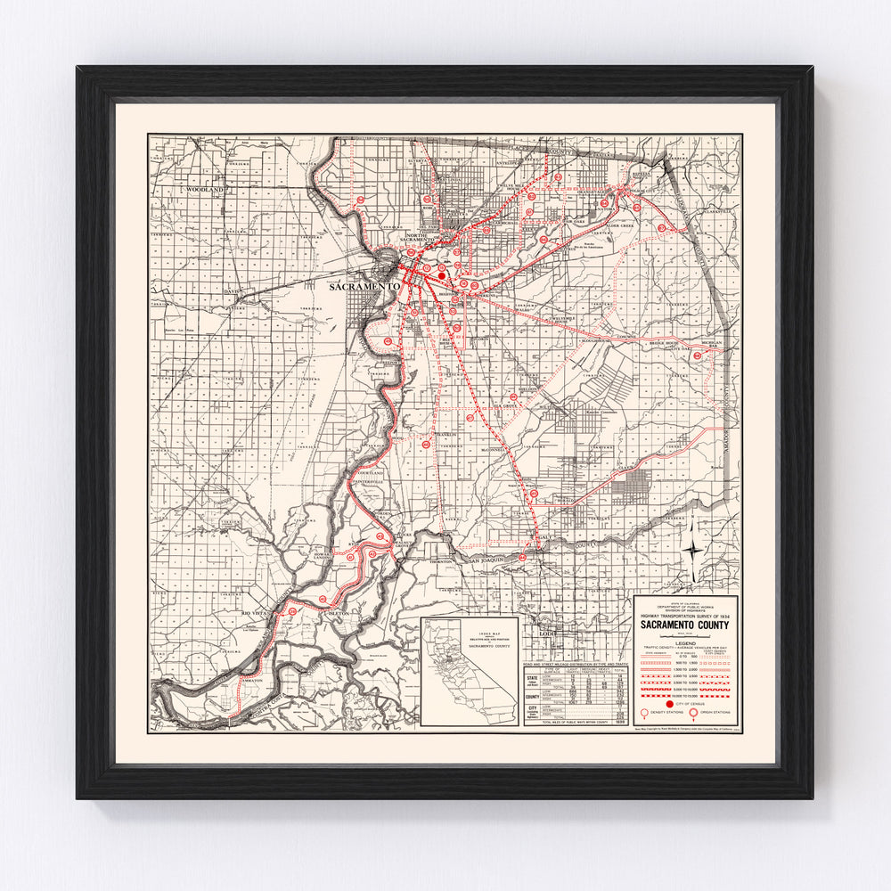 Sacramento County Vintage Map 1935