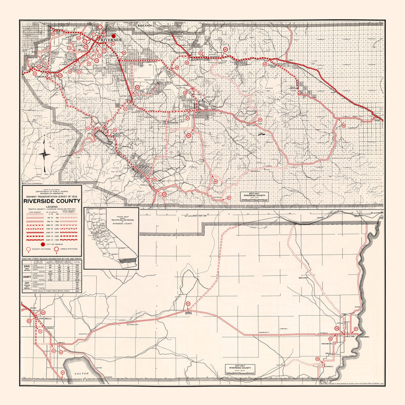 Size comparison using Vintage Map of Riverside County, California 1935