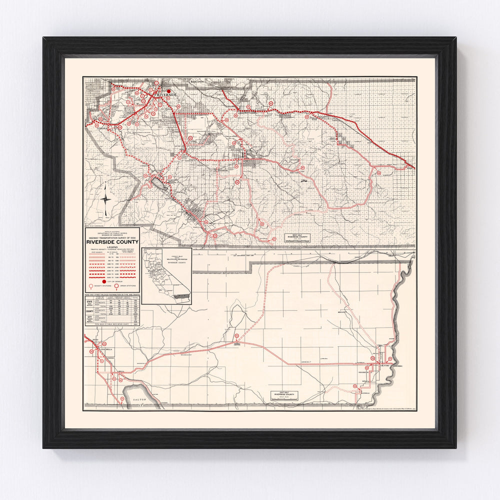 Riverside County Vintage Map 1935