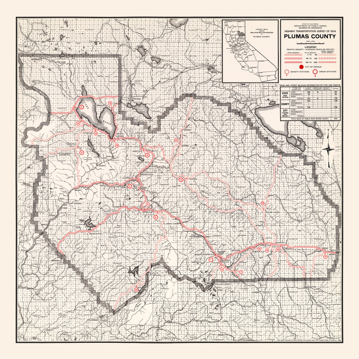Preview of Vintage Map of Plumas County, California 1935
