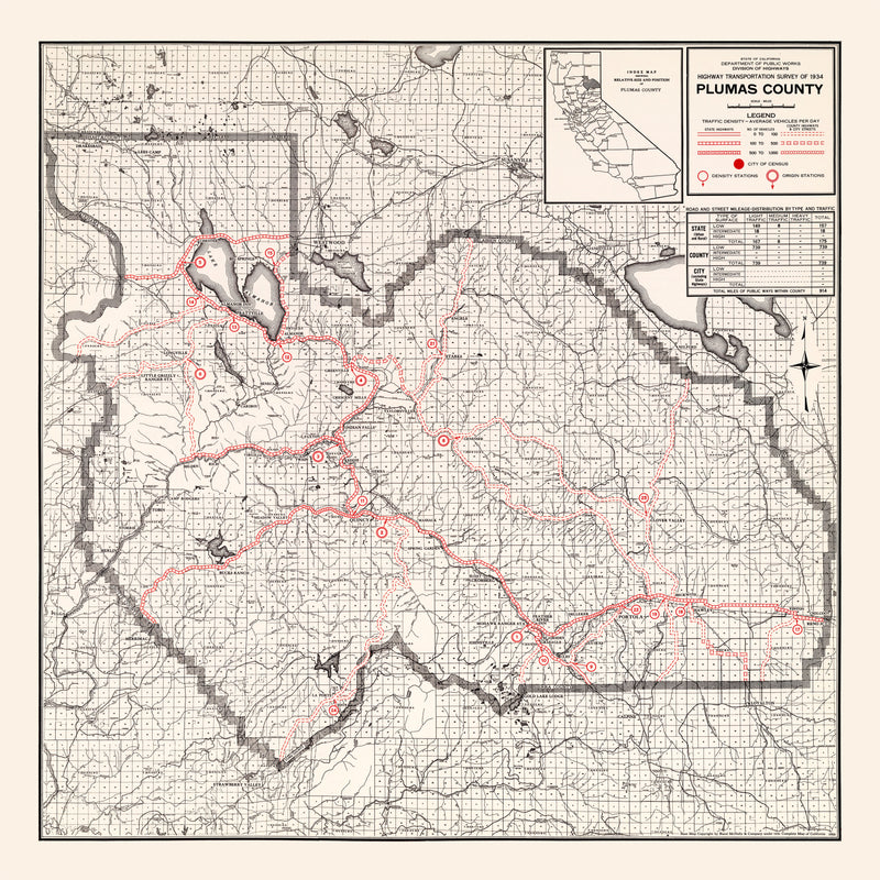 Size comparison using Vintage Map of Plumas County, California 1935