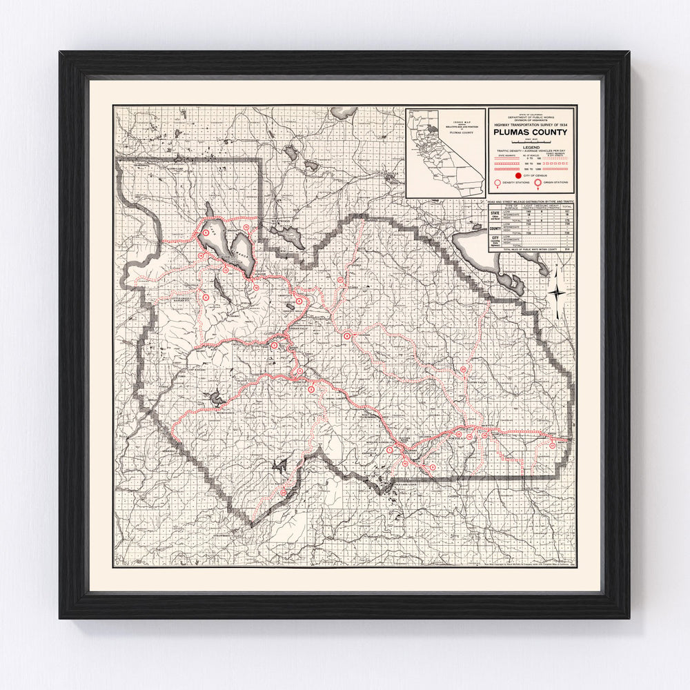 Plumas County Vintage Map 1935