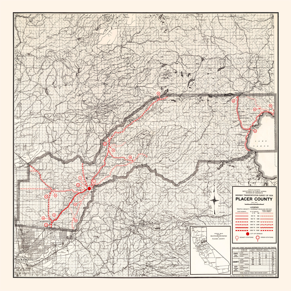 Preview of Vintage Map of Placer County, California 1935