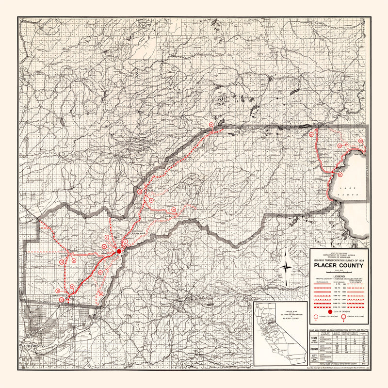 Size comparison using Vintage Map of Placer County, California 1935