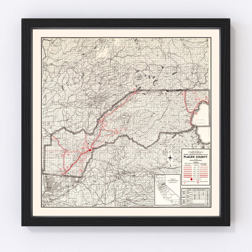 Placer County Vintage Map 1935