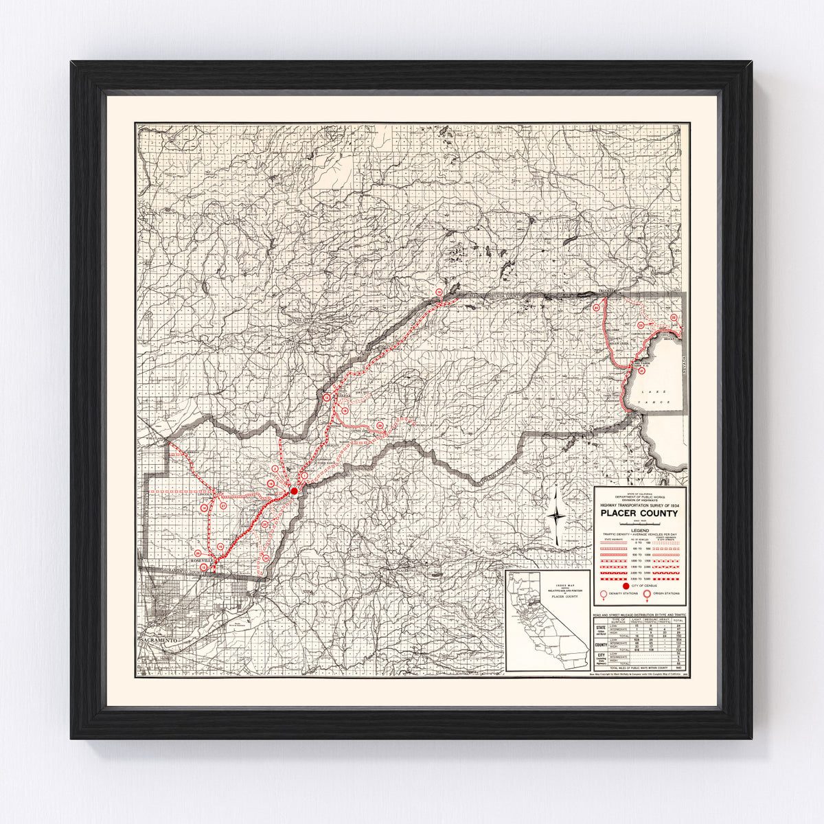Placer County Vintage Map 1935