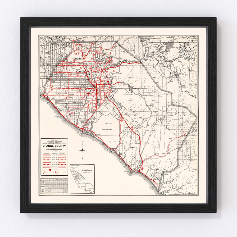 Orange County Vintage Map 1935