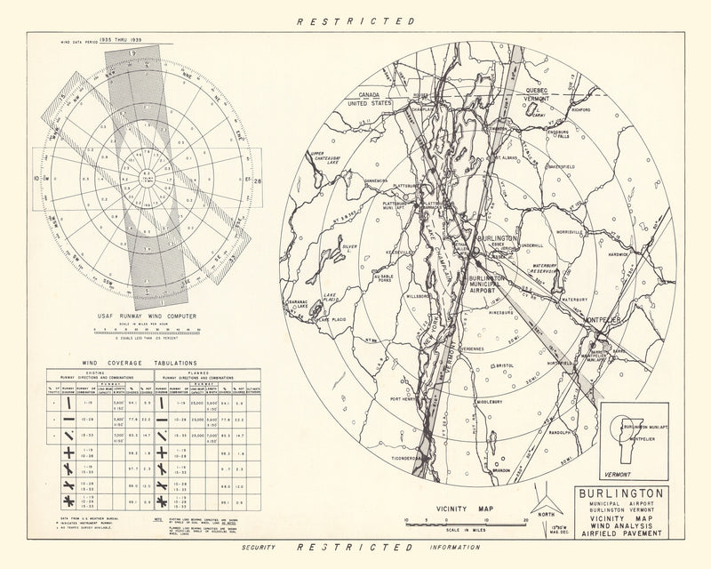 Size comparison using Vintage Map of the Burlington Municipal Airport Vicinity, 1952