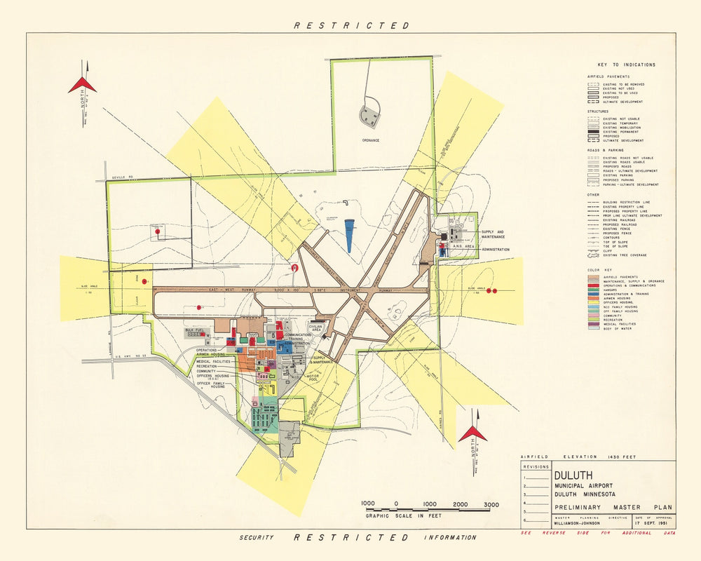 Vintage Map of Duluth Municipal Airport, 1951 print style example