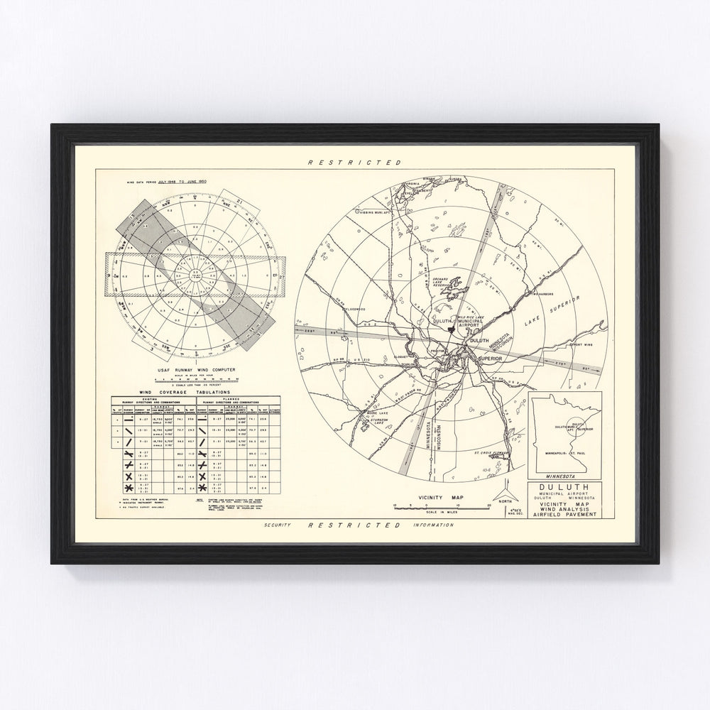 Duluth Municipal Airport Vicinity Vintage Map 1951