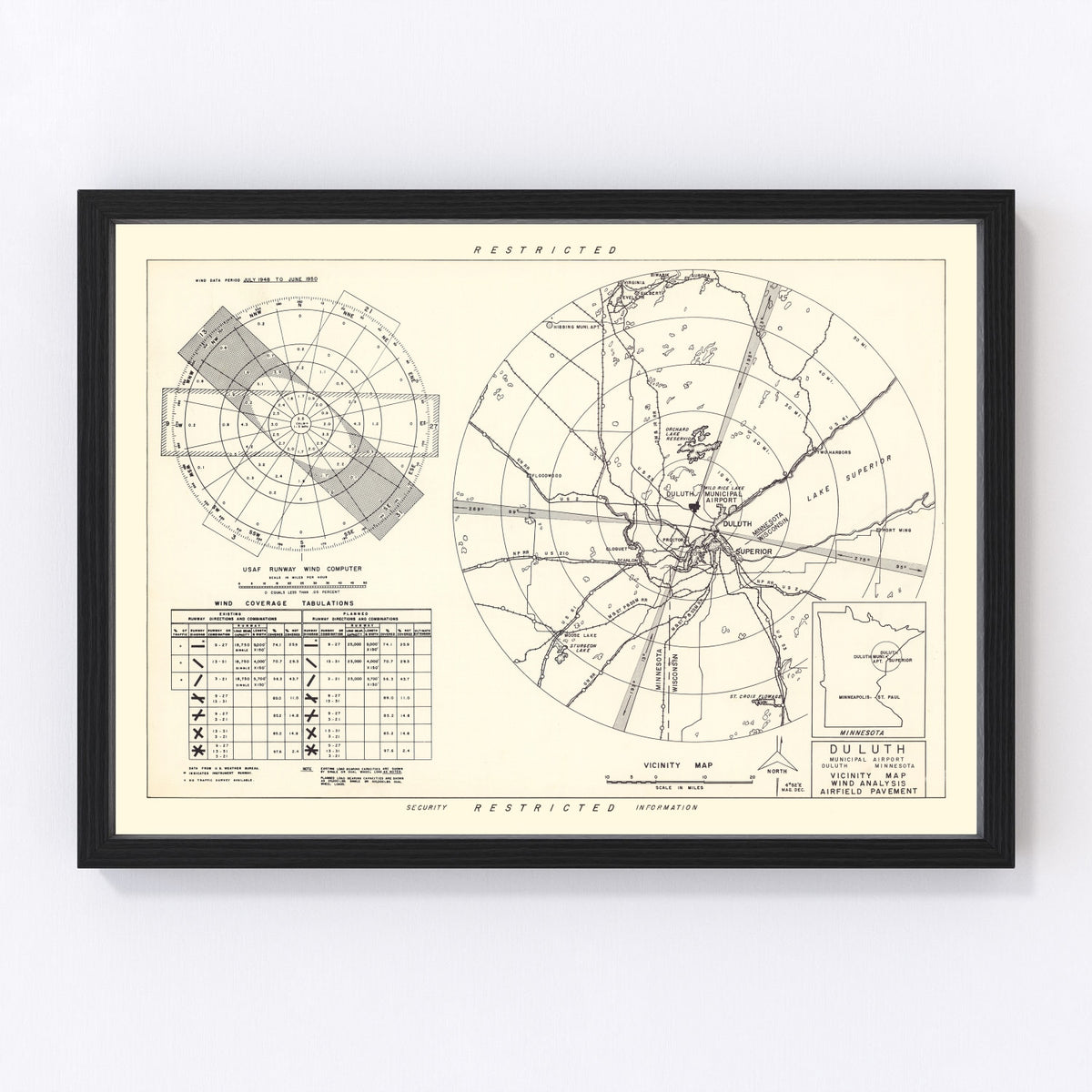 Duluth Municipal Airport Vicinity Vintage Map 1951