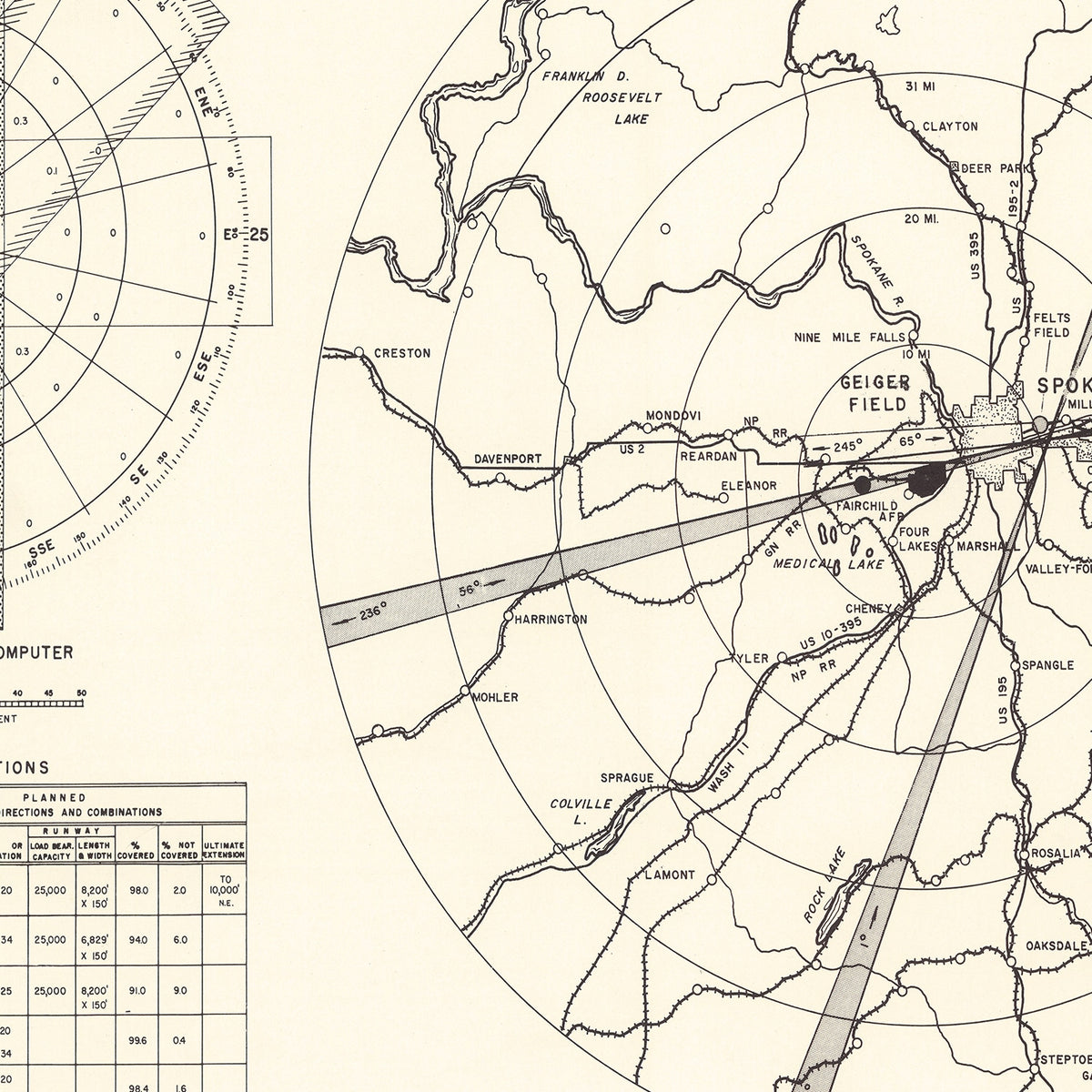 Restored historic details from the 1952 airfield map of Spokane, Washington
