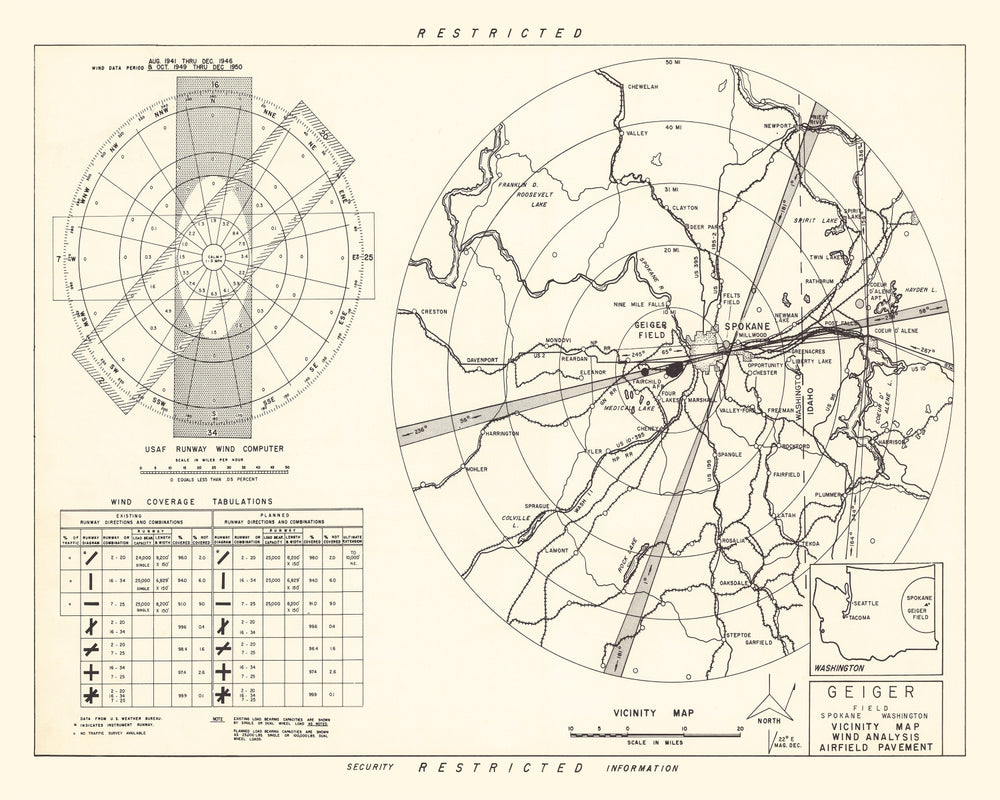 Vintage Map of the Geiger field Vicinity, 1952 print style example