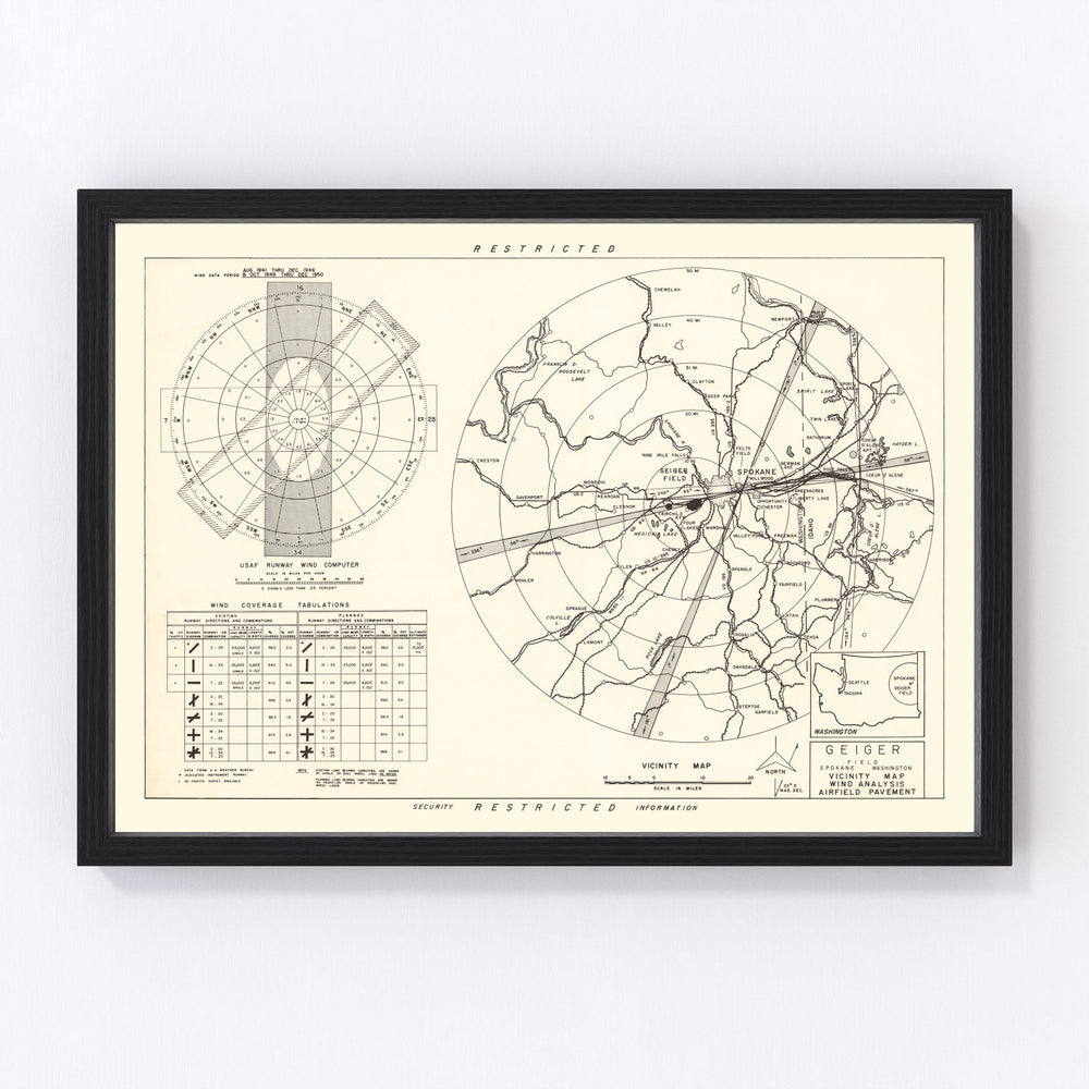 Geiger field Vicinity Vintage Map 1952