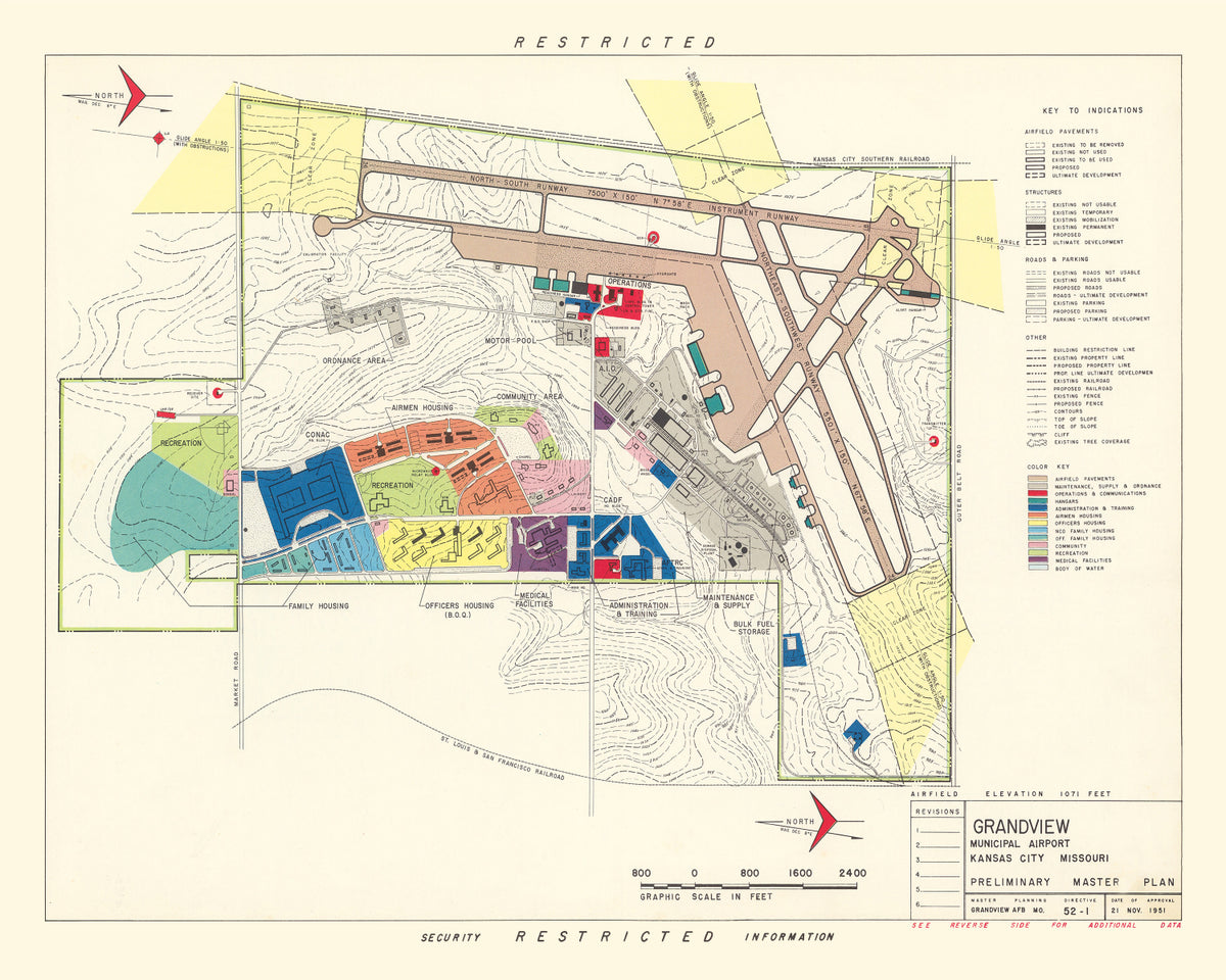 Preview of Vintage Map of Grandview Municipal airport, 1952
