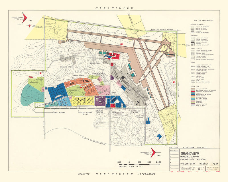 Size comparison using Vintage Map of Grandview Municipal airport, 1952