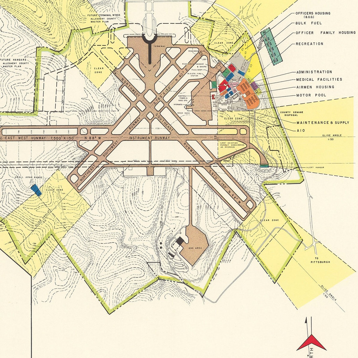 Restored historic details from the 1951 airfield map of Coraopolis, Pennsylvania