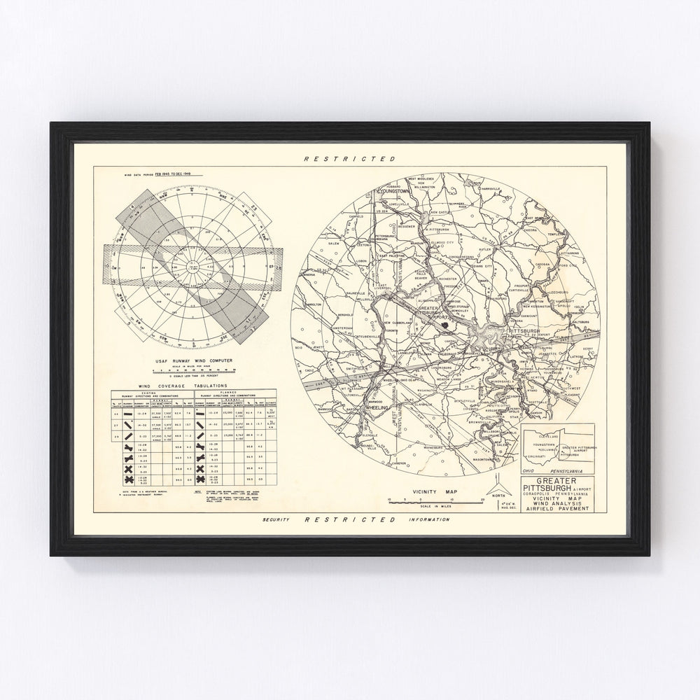 Greater Pittsburgh Airport Vicinity Vintage Map 1951