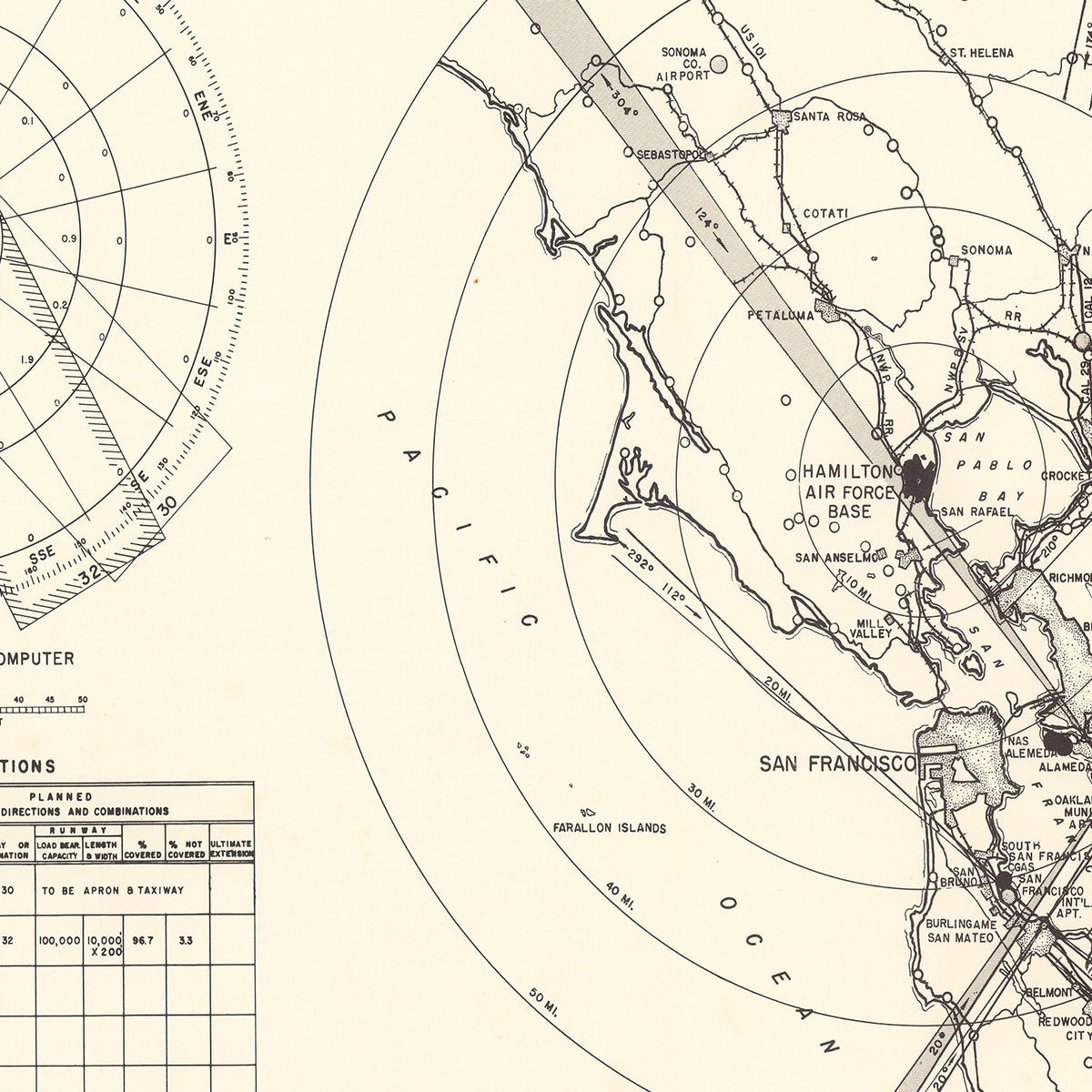 Restored historic details from the 1951 airfield map of San Rafael, California