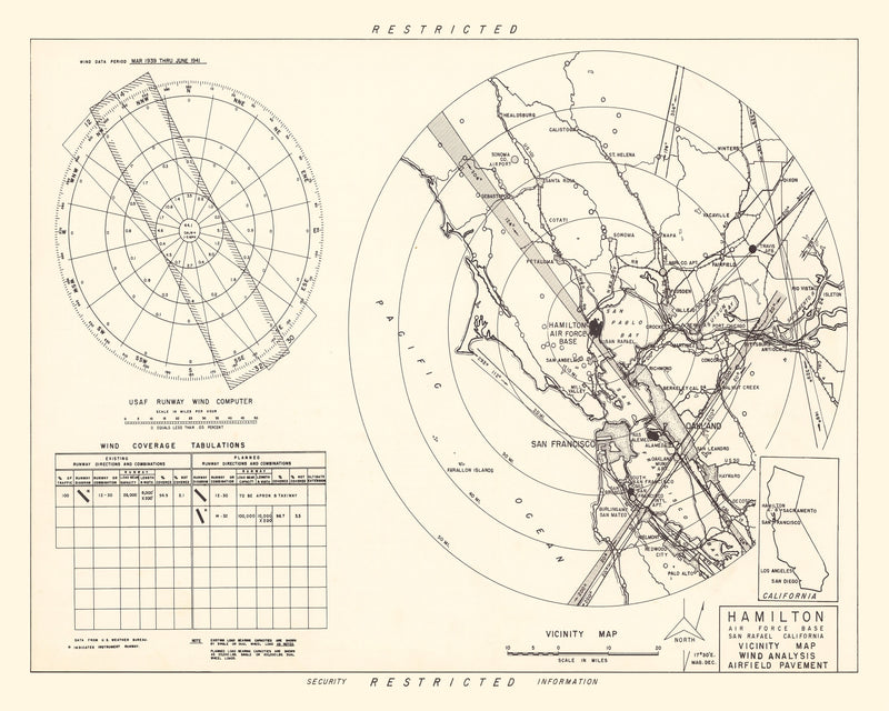 Size comparison using Vintage Map of the Hamilton Air Force Base Vicinity, 1951