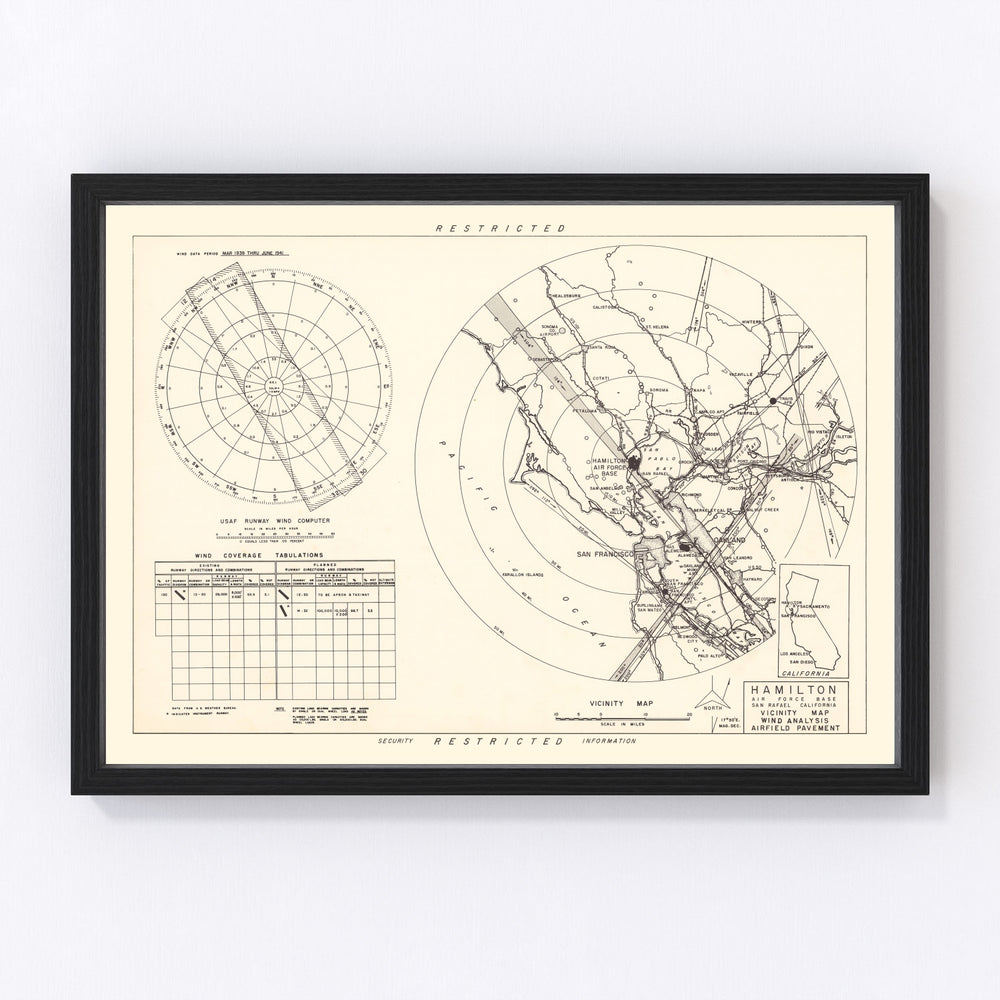 Hamilton Air Force Base Vicinity Vintage Map 1951