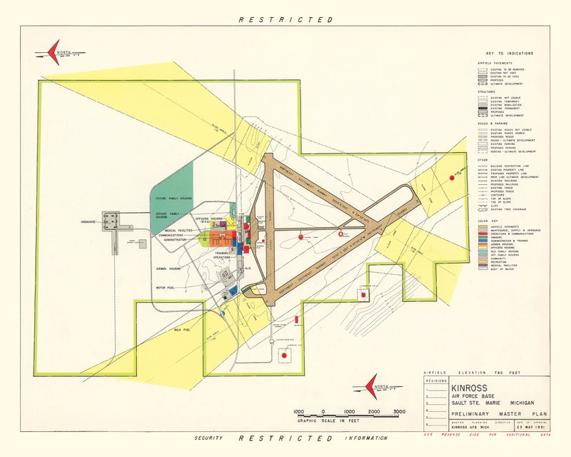Size comparison using Vintage Map of Kinross Air Force Base, 1951