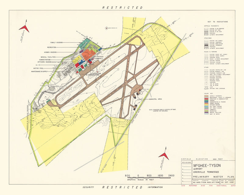 Size comparison using Vintage Map of McGhee-Tyson Airport, 1952