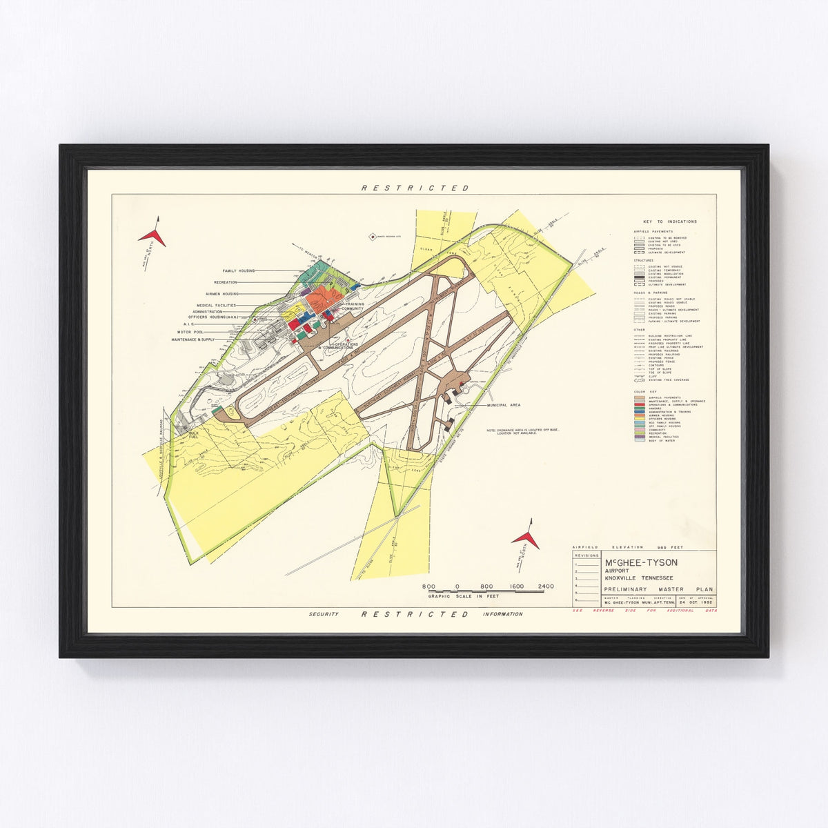 McGhee-Tyson Airport Vintage Map 1952