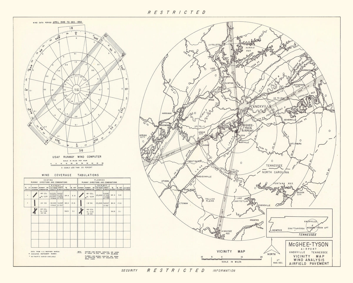 Preview of Vintage Map of the McGhee-Tyson Airport Vicinity, 1952
