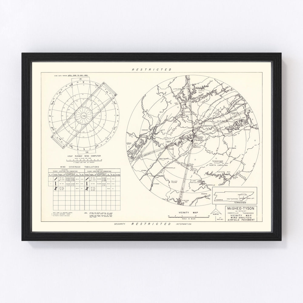 McGhee-Tyson Airport Vicinity Vintage Map 1952