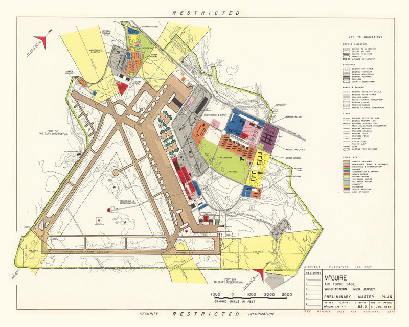 Size comparison using Vintage Map of Mc Guire Air Force Base, 1952