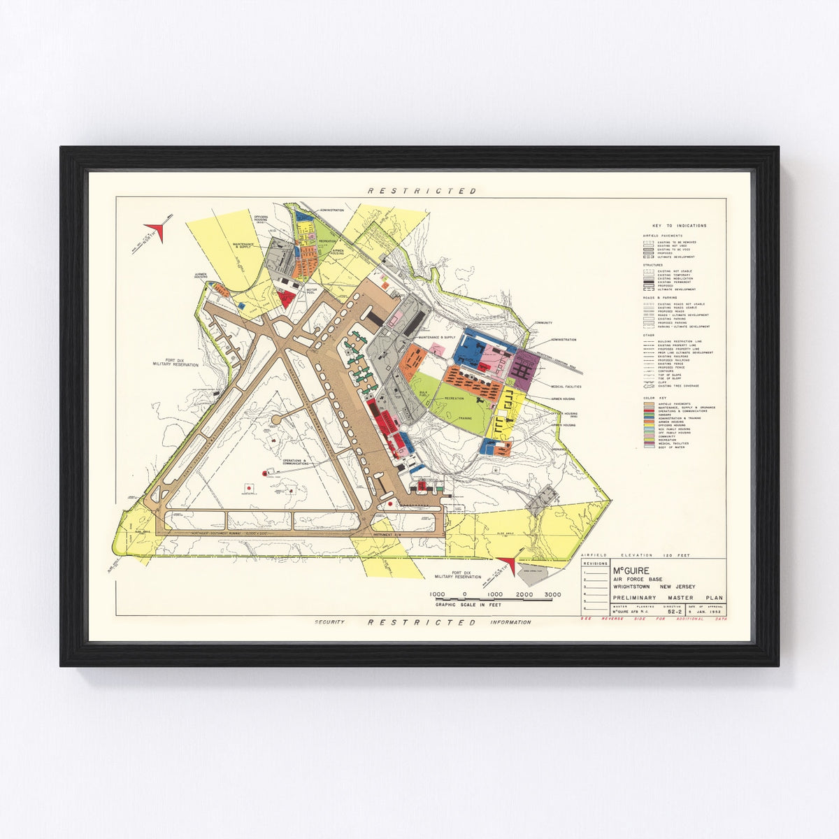 Mc Guire Air Force Base Vintage Map 1952