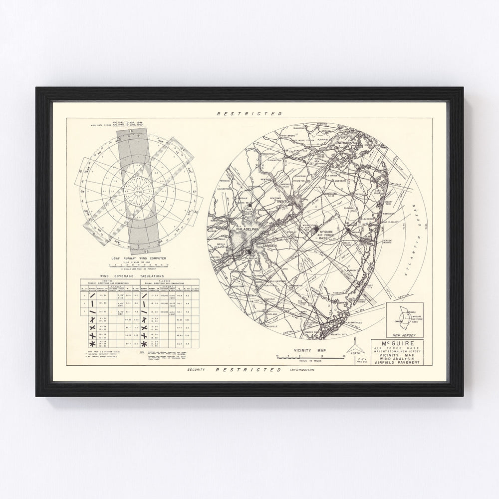 Mc Guire Air Force Base Vicinity Vintage Map 1951