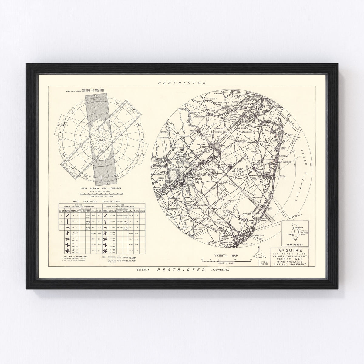 Mc Guire Air Force Base Vicinity Vintage Map 1951