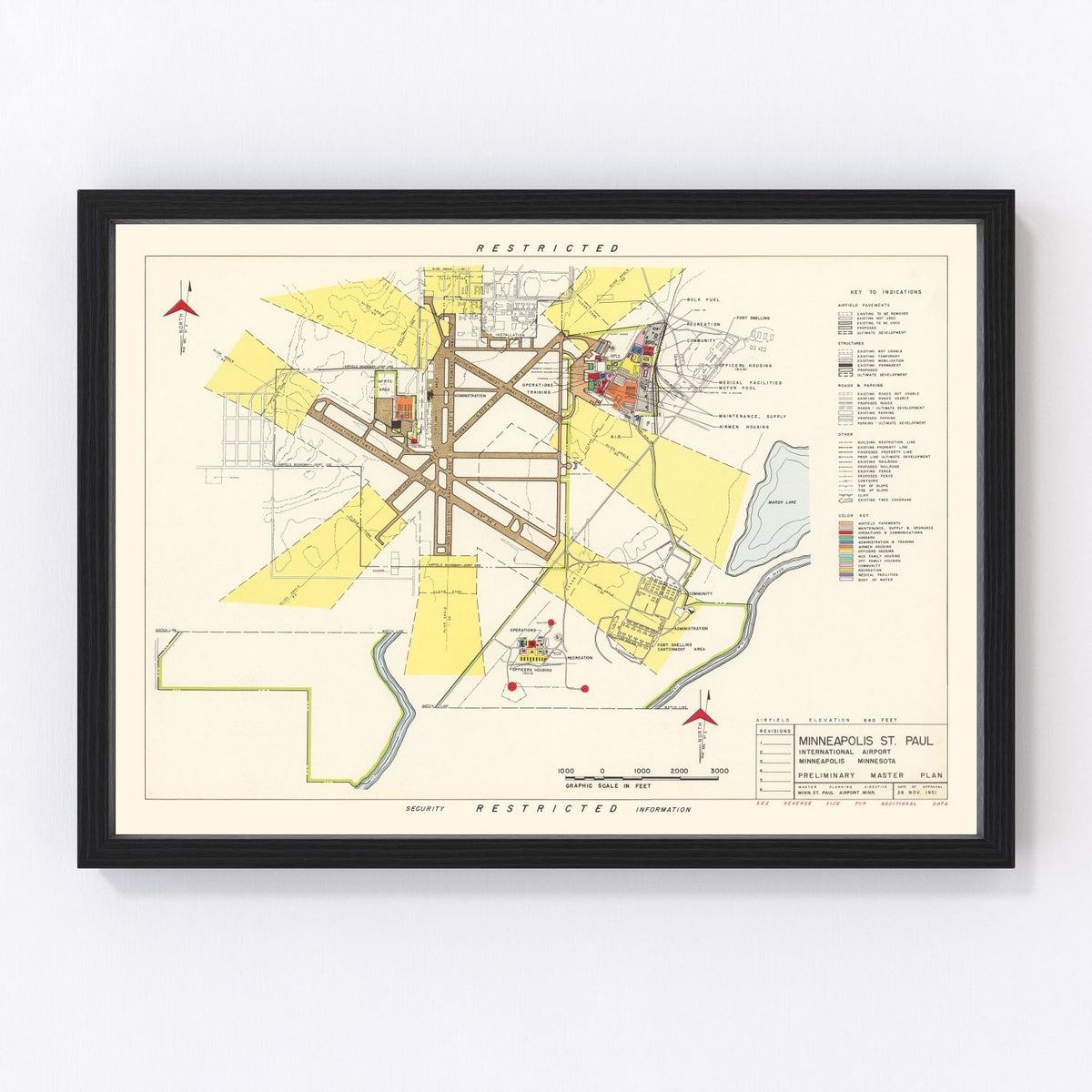 Minneapolis St. Paul International Airport Vintage Map 1951