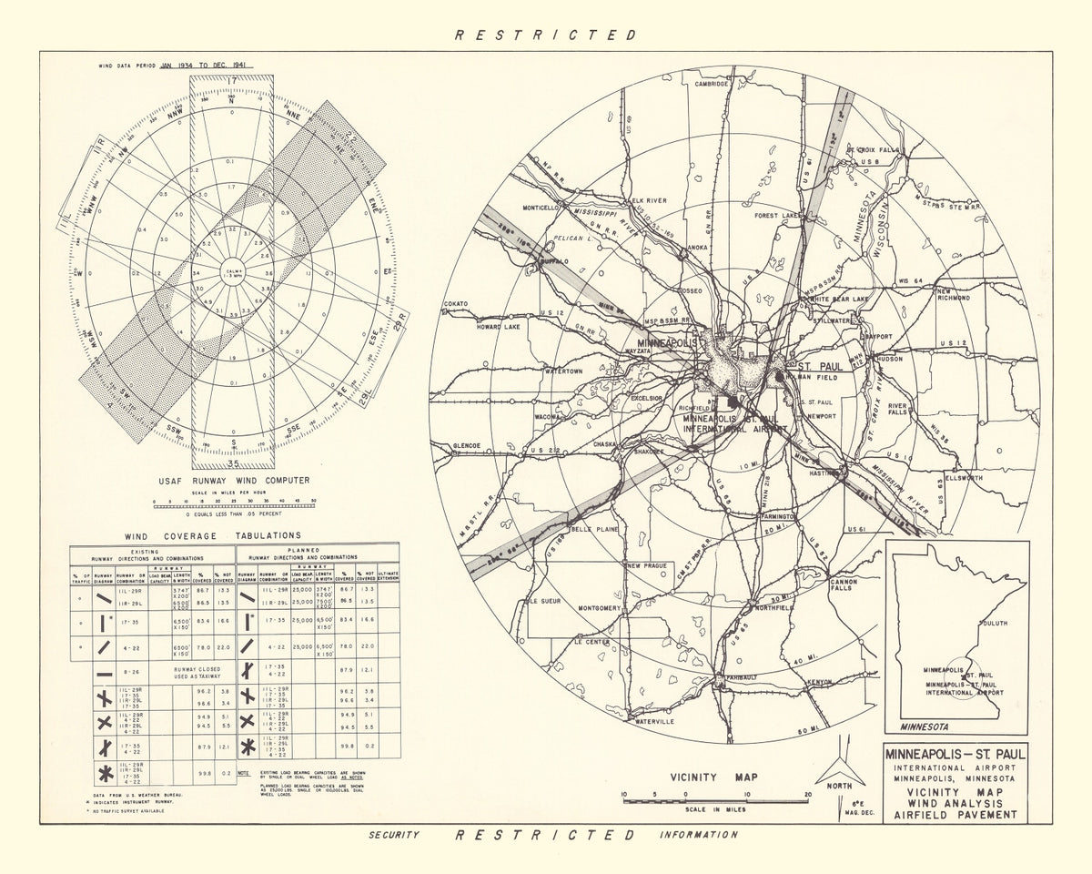 Preview of Vintage Map of the Minneapolis St. Paul International Airport Vicinity, 1951