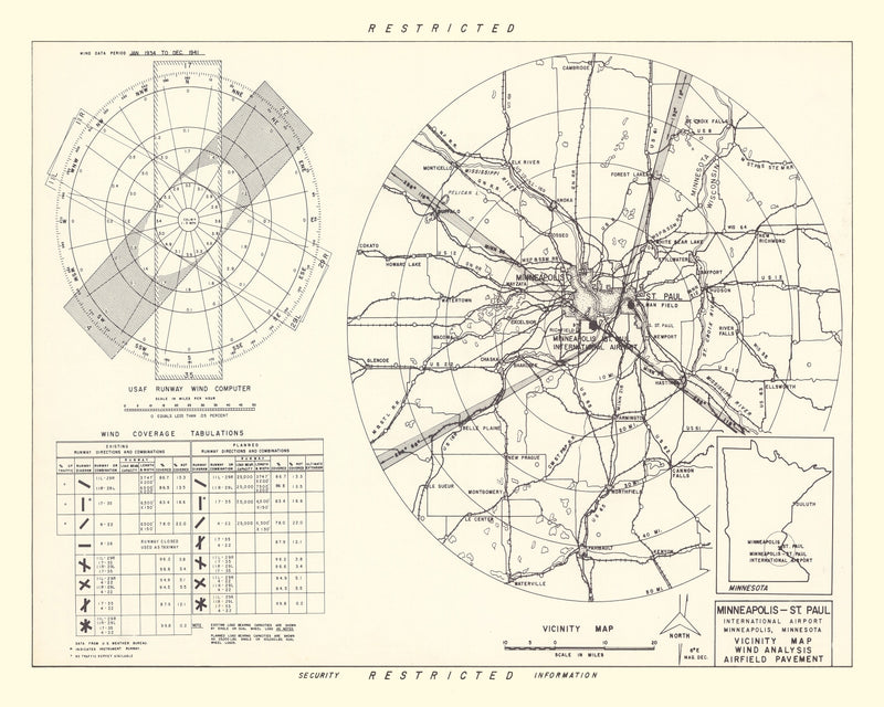 Size comparison using Vintage Map of the Minneapolis St. Paul International Airport Vicinity, 1951