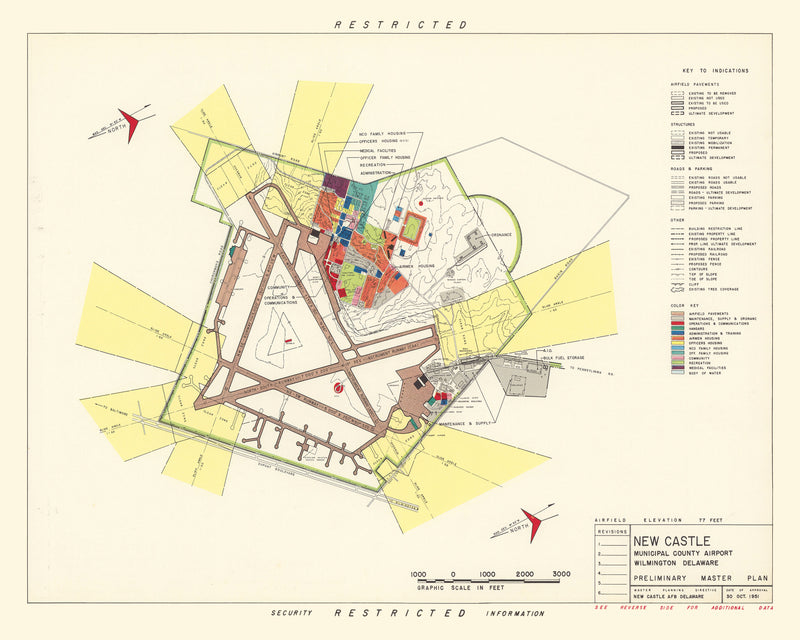 Size comparison using Vintage Map of New Castle Municipal County Airport, 1951